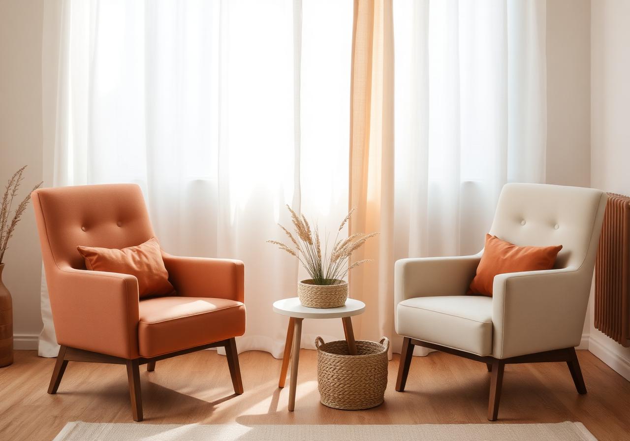 Two chairs facing each other in a softly lit, emotionally safe room