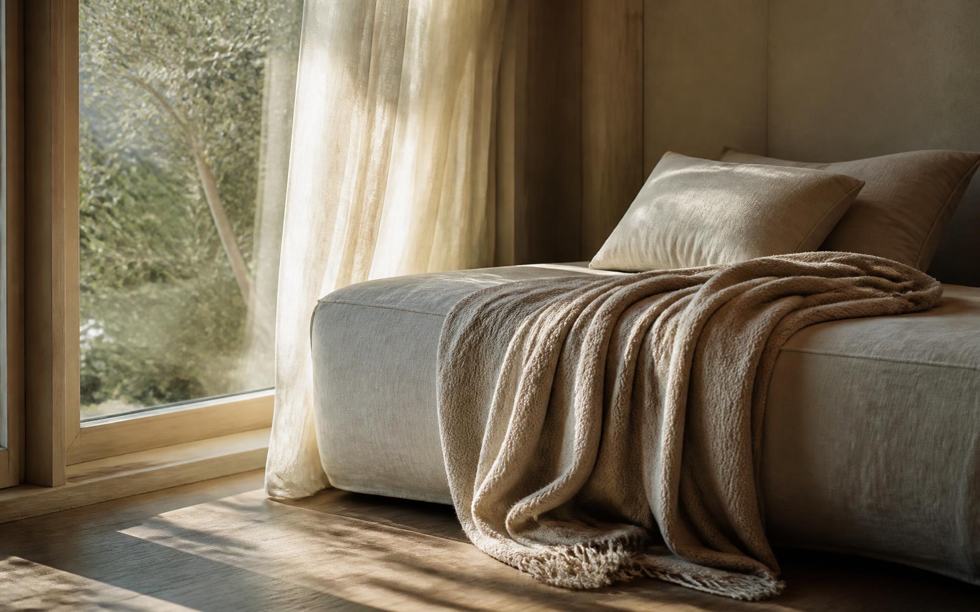 A small green plant growing on a sunlit windowsill in a warm therapy room, symbolizing a child's growth